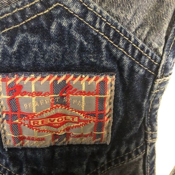 Revolt  classic denim bin overalls blue strip lines on side size M - Picture 7 of 11
